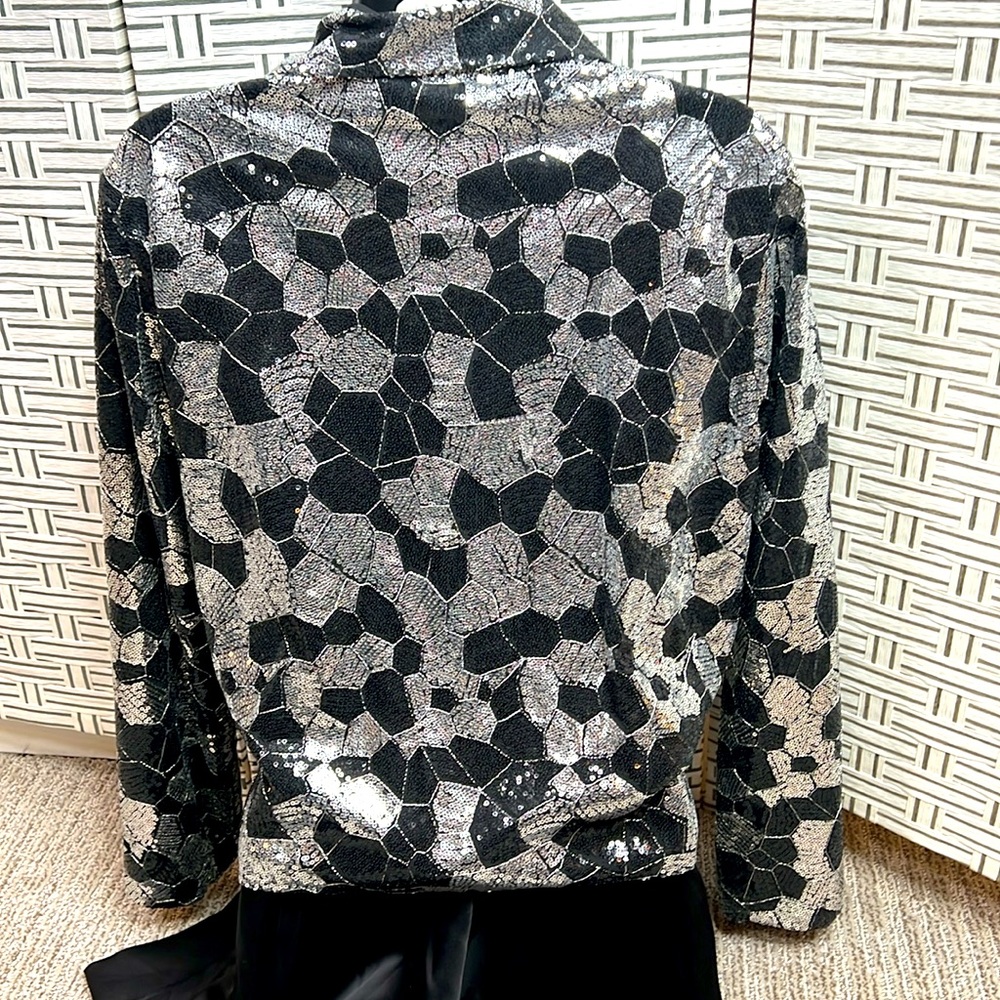 Chicos Sequined Tie Open Front Top - image 5